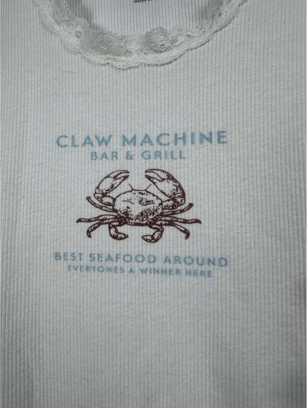 American Eagle White Ribbed Lace Trim Tank Top XS - Picture 2 of 6